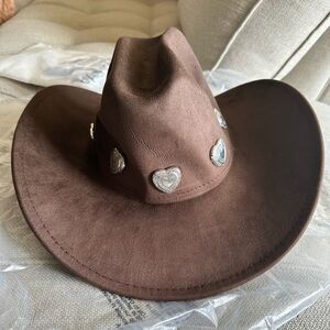 Fashion Nova Brown Cowboy Hat with Silver Accents